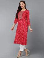 Viscose Rayon Red Bandhani Print