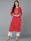 Viscose Rayon Red Bandhani Print