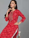 Viscose Rayon Red Bandhani Print