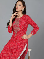 Viscose Rayon Red Bandhani Print