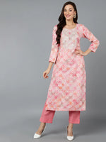 Viscose Rayon Pink Printed Straight