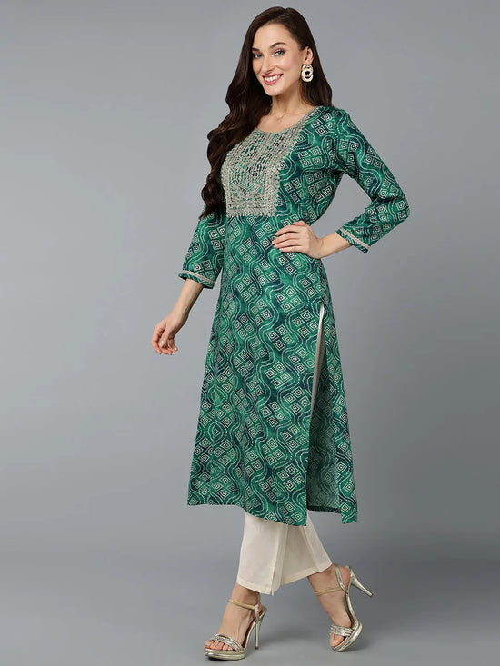 Viscose Rayon Green Bandhani Print