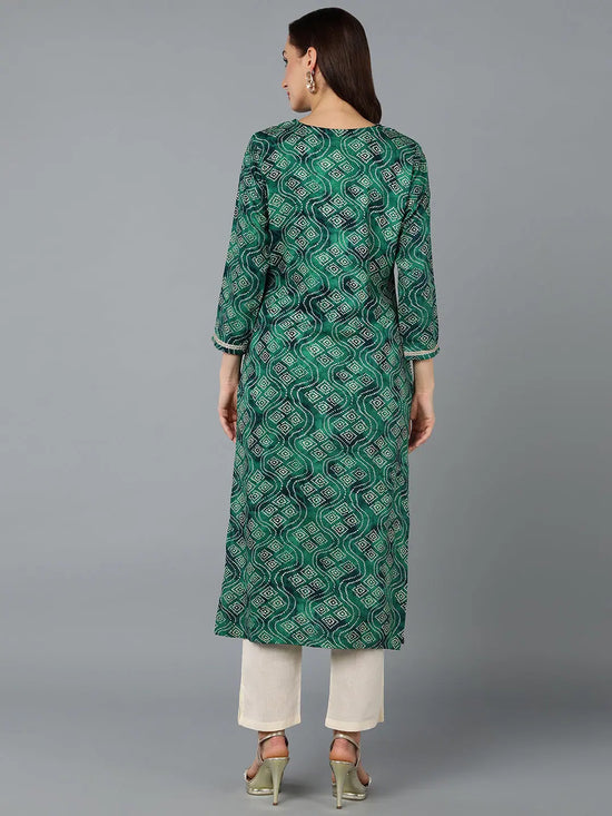 Viscose Rayon Green Bandhani Print