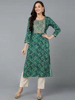 Viscose Rayon Green Bandhani Print