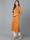 Golden Yellow Cotton Blend Embroidered