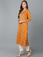 Golden Yellow Cotton Blend Embroidered