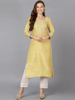 Banana Yellow Silk Blend Embroidered-VCK9178_3XL