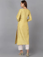 Banana Yellow Silk Blend Embroidered-VCK9178_3XL