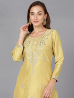 Banana Yellow Silk Blend Embroidered-VCK9178_3XL