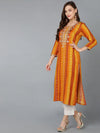 Rayon Yellow Printed Straight Kurta