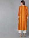 Rayon Yellow Printed Straight Kurta