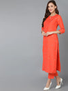 Viscose Rayon Orange Straight Kurta