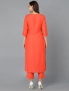 Viscose Rayon Orange Straight Kurta