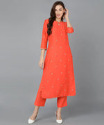 Viscose Rayon Orange Straight Kurta