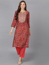 Blend Pink Printed Straight Kurta