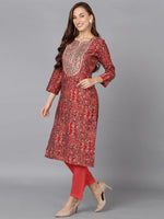 Blend Pink Printed Straight Kurta