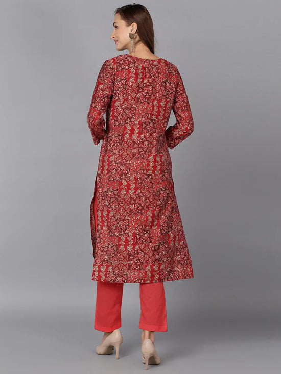 Blend Pink Printed Straight Kurta