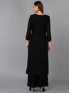 Silk Blend Black Embroidered Straight-VCK9168_XS