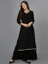 Silk Blend Black Embroidered Straight-VCK9168_XS