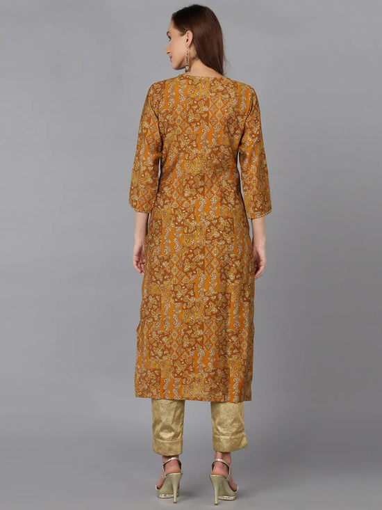 Ochre Yellow Cotton Blend Printed