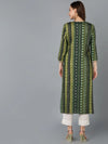 Viscose Rayon Green Printed Straight