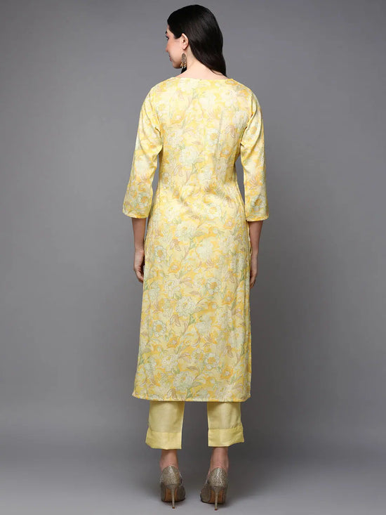 Cotton Blend Yellow Floral Printed