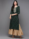 Viscose Rayon Green Bandhani Printed-VCK9470_XS