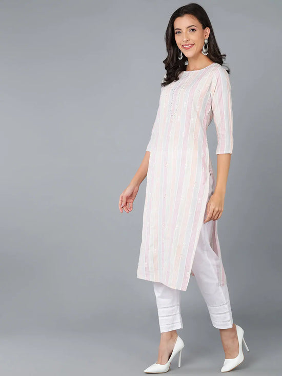 Ahika Women Cotton Embroidered Striped-VCK8988_L