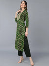 Silk Blend Green Embroidered Straight Kurta-VCK9301_XS