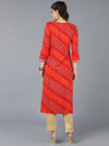 Viscose Rayon Red Bandhani Printed Kurta