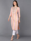 Cotton Multicolored Striped Straight Kurta