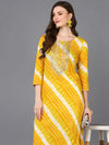 Viscose Rayon Yellow Laheriya Printed Kurta