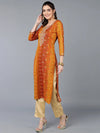 Viscose Rayon Yellow Bandhani Printed Kurta