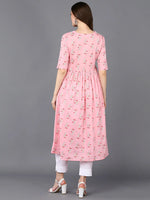 Cotton Pink Printed Flared Kurta-VCK9322_XS