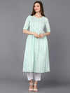 Cotton Green Printed Flared Kurta