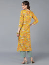 Viscose Rayon Yellow Printed Straight Kurta