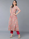 Cotton Pink Printed Flared Kurta-VCK9389_XS