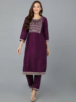 Ahika Women Silk Blend Embroidered Kurta-VCK9045A_XS