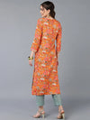 Viscose Rayon Orange Floral Printed Kurta-VCK9334_XS