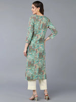 Cotton Blend Green Printed Straight Kurta-VCK9393_XS