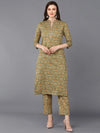 Cotton Moss Green Bandhani Printed Kurta