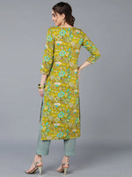 Viscose Rayon Green Floral Printed Kurta-VCK9336_XS