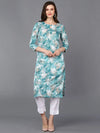 Viscose Rayon Aqua Blue Marble Kurta