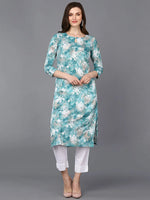 Viscose Rayon Aqua Blue Marble Kurta