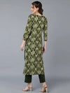 Viscose Rayon Green Printed Straight Kurta-VCK9354_XS