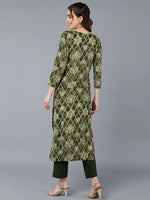 Viscose Rayon Green Printed Straight Kurta-VCK9354_XS