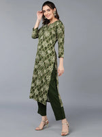 Viscose Rayon Green Printed Straight Kurta-VCK9354_XS