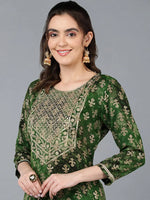 Cotton Blend Green Printed Straight Kurta-VCK9392_XS