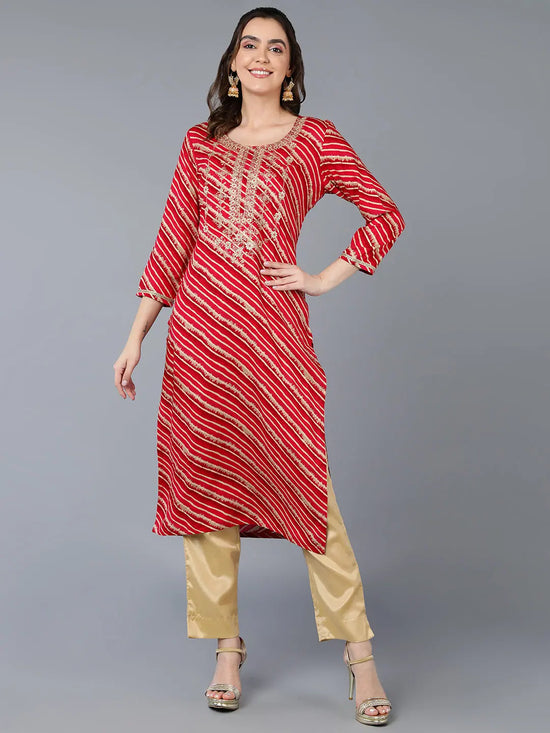 Viscose Rayon Rani Pink Laheriya Kurta