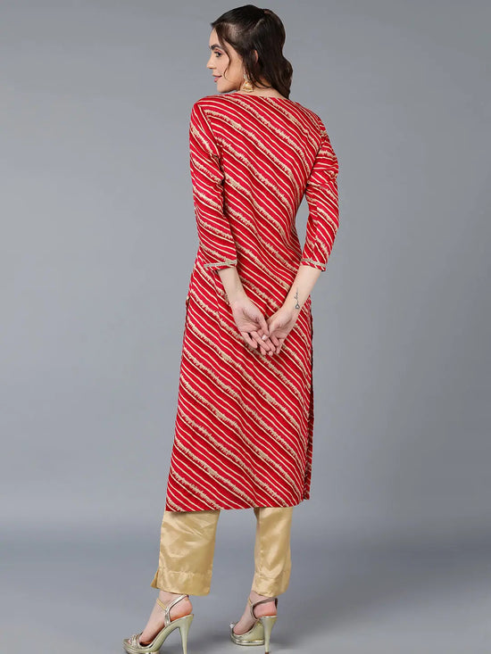 Viscose Rayon Rani Pink Laheriya Kurta